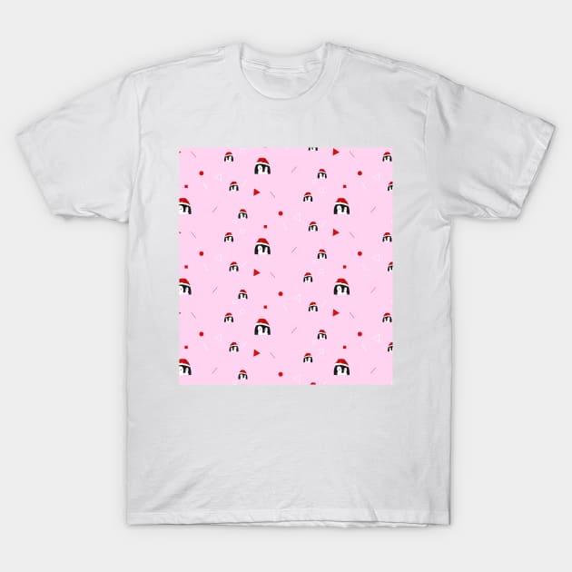 Santa Claus Penguin Pink #cute #christmas #penguin #illustration T-Shirt by Kirovair